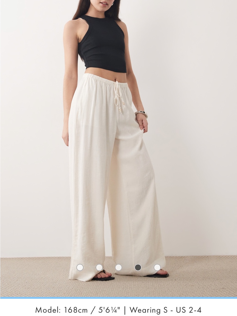 Abercrombie & Fitch Cream Wide Leg Drawstring Pants